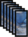 5x11 Picture Frame Set of 6 Black - Lightweight Wall Frames