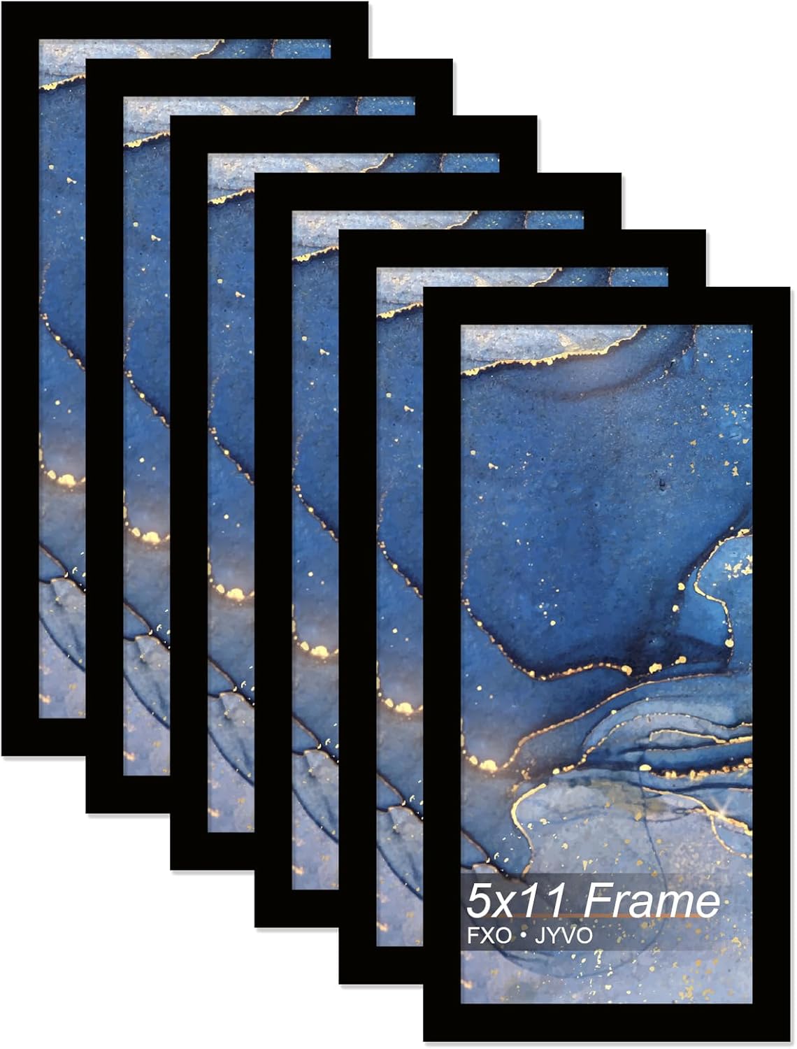 5x11 Picture Frame Set of 6, Lightweight Black Frames for Photos