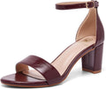 Pink Low Chunky Heels for Women - Comfortable Ankle Strap Sandals