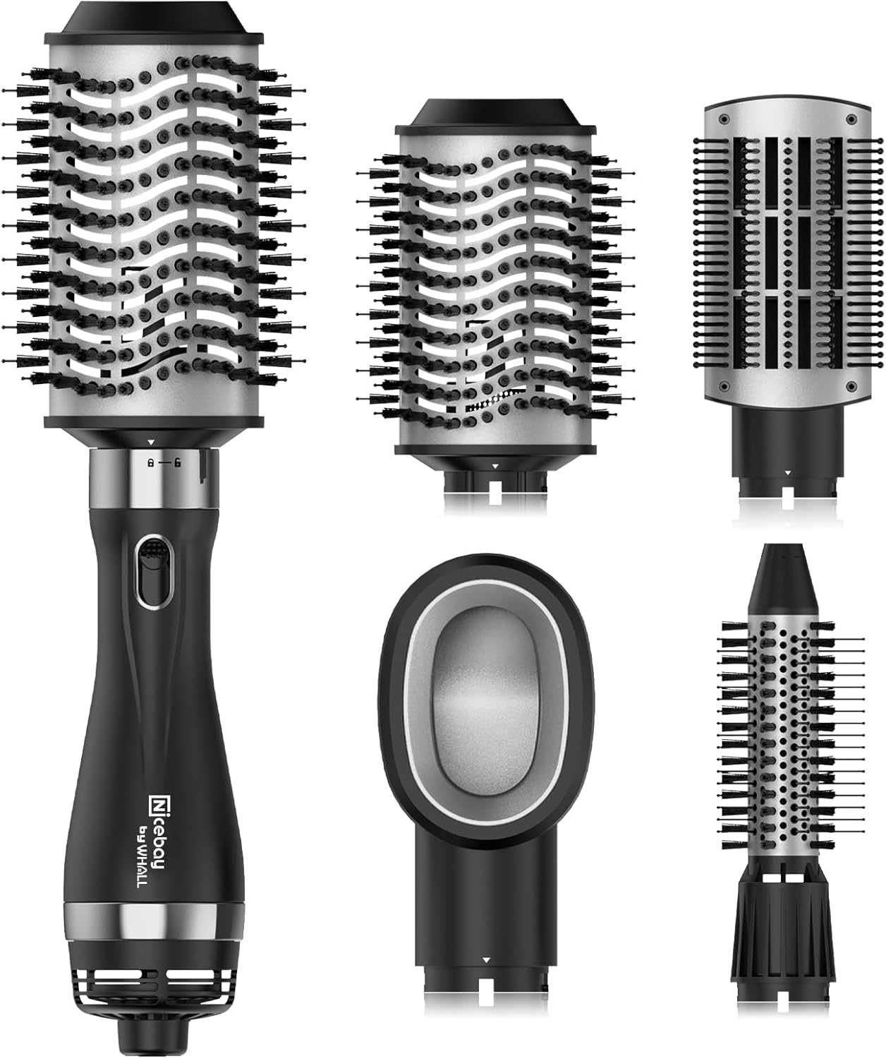 Nicebay 3-in-1 Hair Dryer Brush: Straighten, Dry, Curl