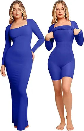 Popilush Shaper Dress Bodycon Maxi/Mini with Built in Shapewear
