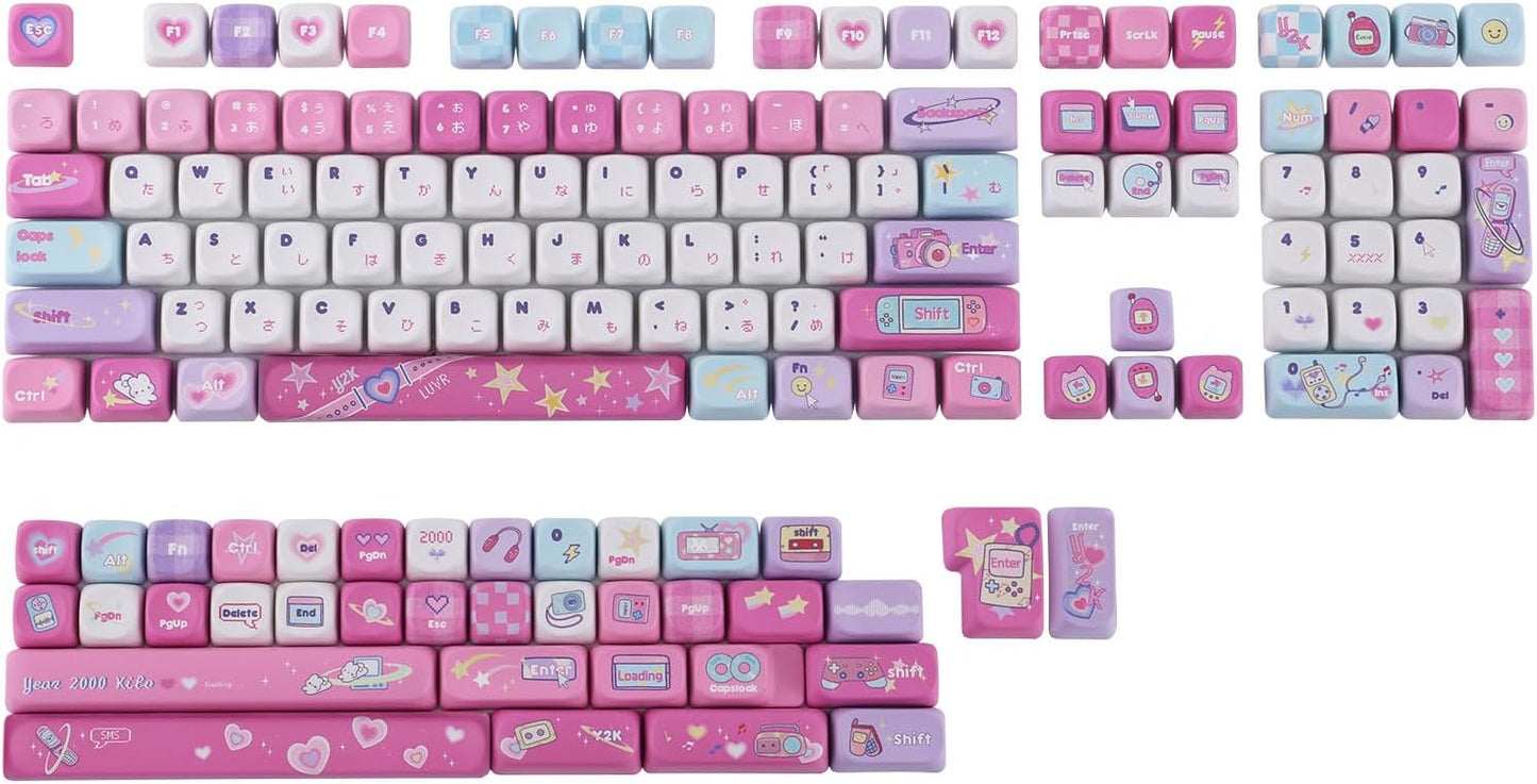 Digital Dreams Pastel Y2K Keycap Set for Mechanical Keyboards