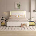 Full Bed Frame with 4 Storage Drawers and Adjustable Headboard - LED