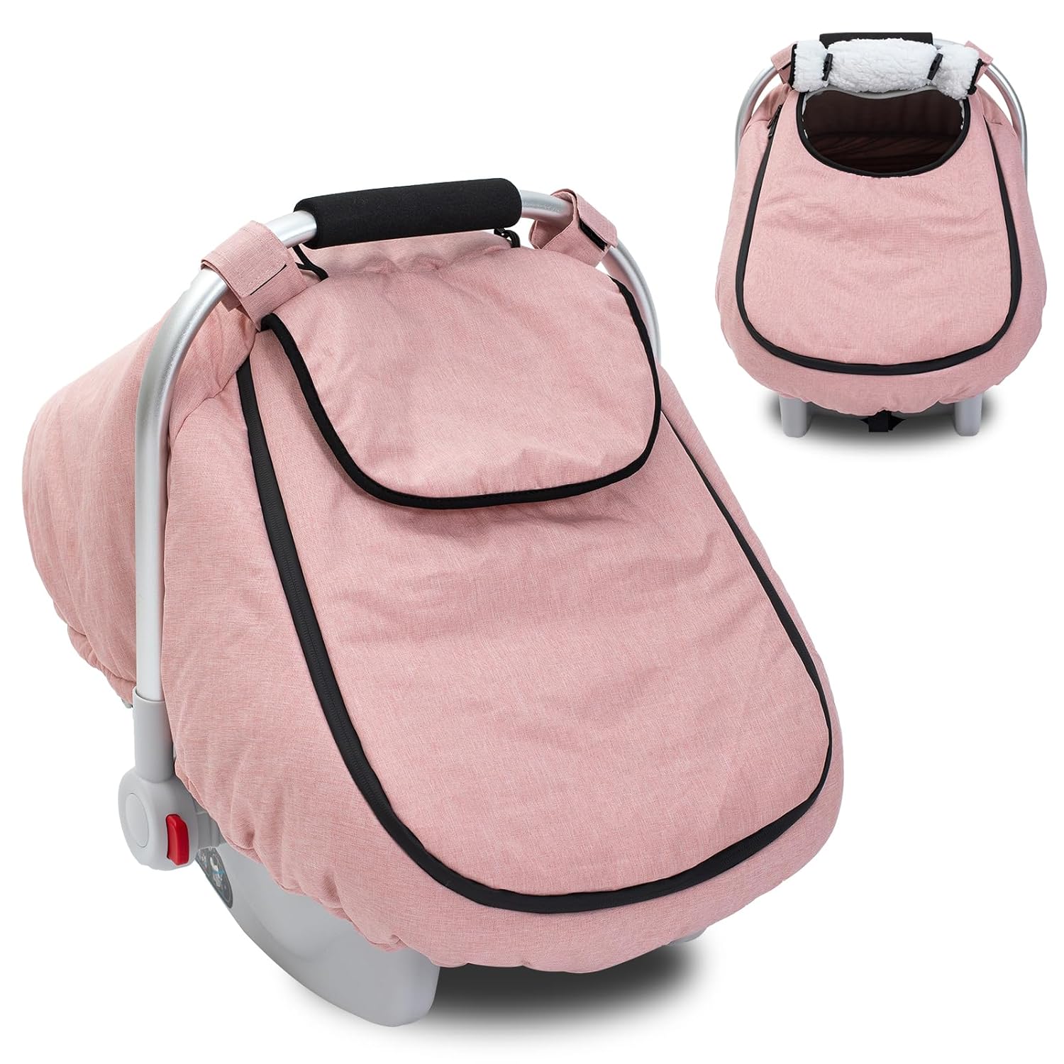 Winter Baby Car Seat Cover with Waterproof Zipper Peep Window