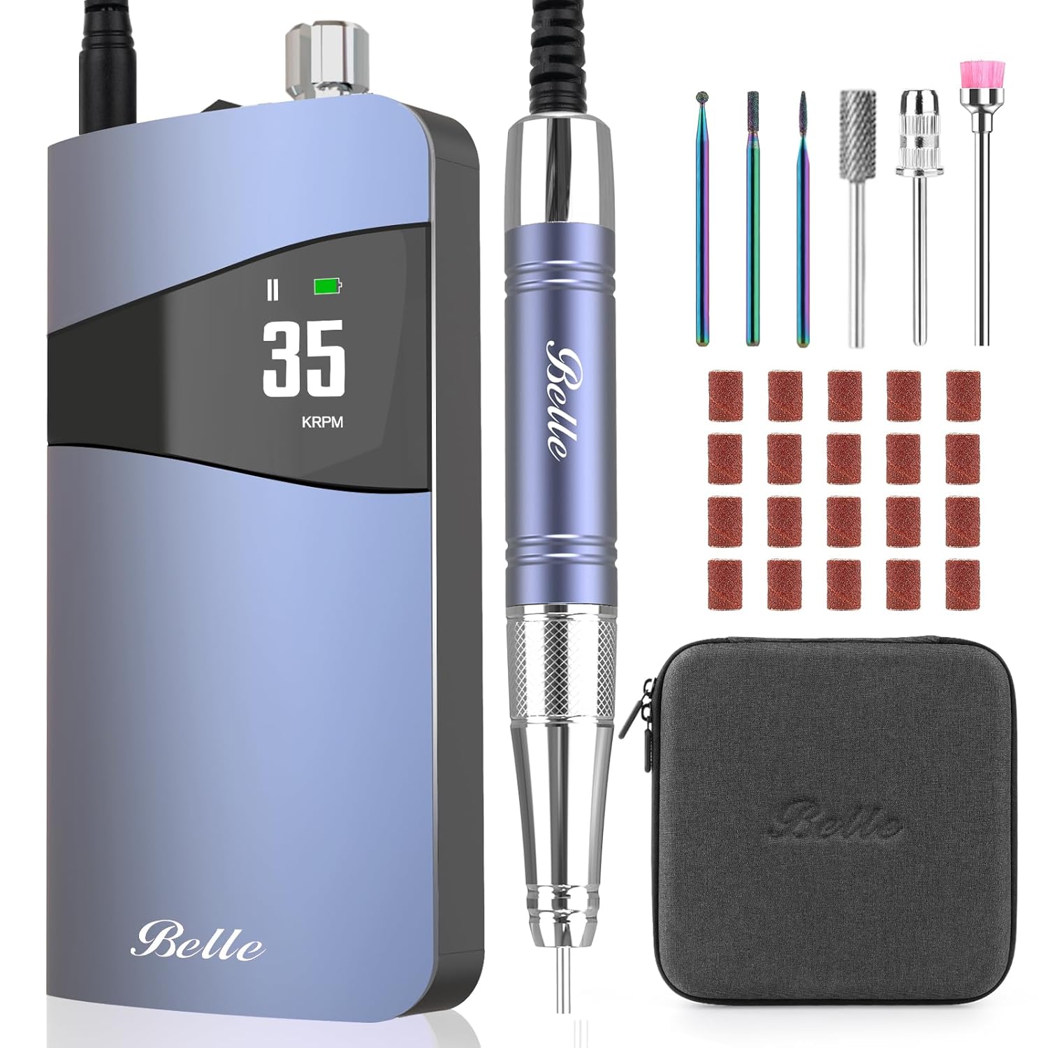 Belle Pro Cordless Nail Drill - Powerful 35000RPM E-File Kit