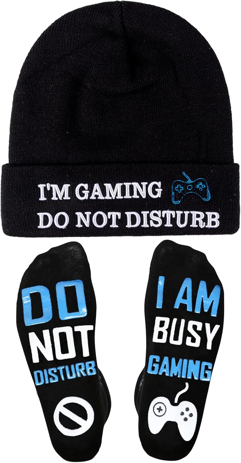 Fun Gaming Socks & Beanie Set for Cozy Winter Vibes!