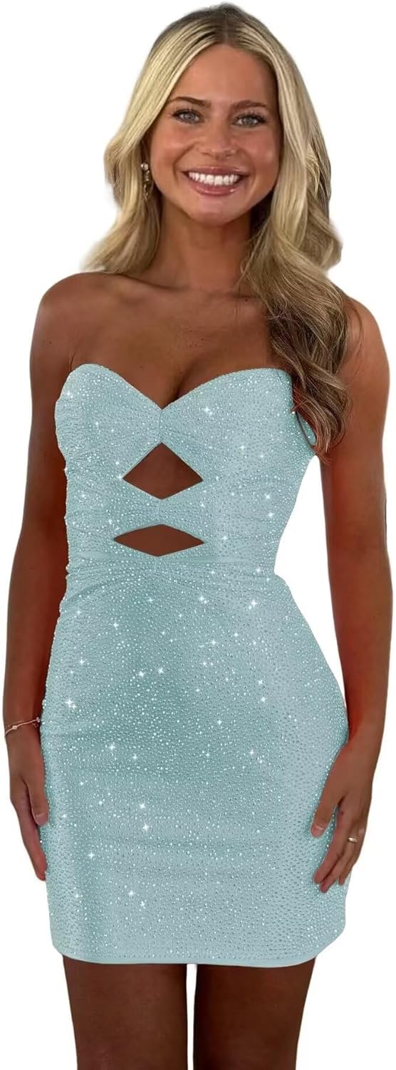 Sparkly Sequin Homecoming Dresses for Teens - Strapless Mini