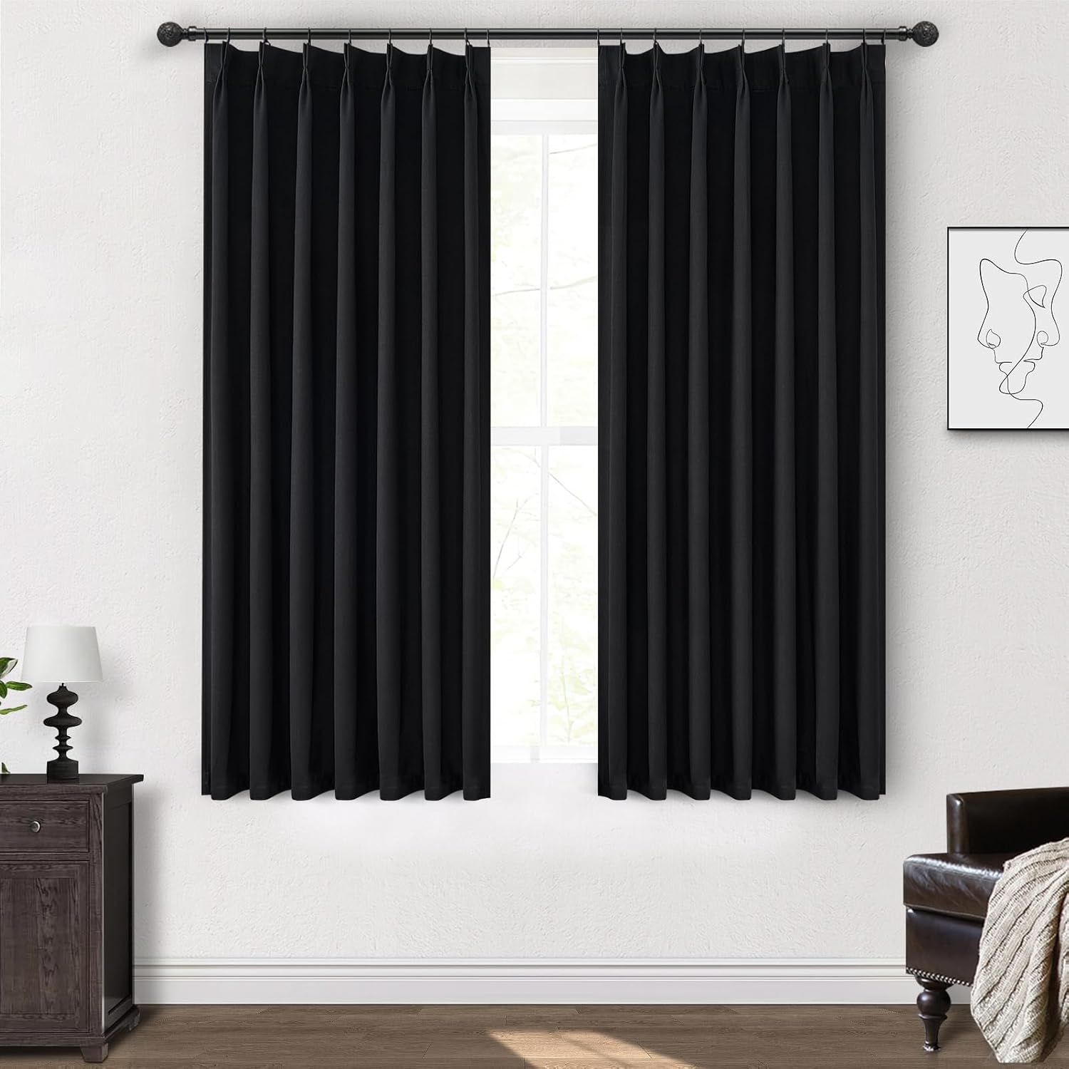 Black Out Kitchen Curtains 45 Inch Length for Complete Darkness