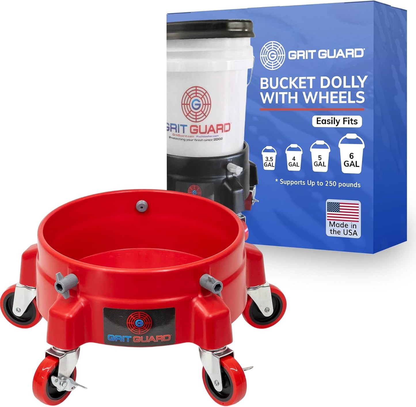 Grit Guard Bucket Dolly with Wheels for Easy Detailing Tasks