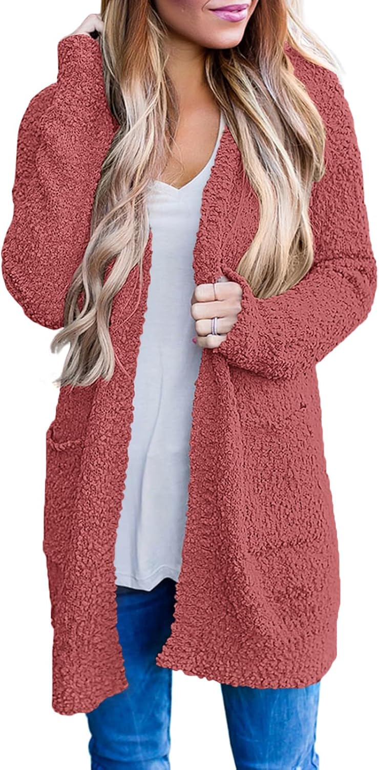 MEROKEETY Women's Long Sleeve Soft Chunky Knit Cardigan Coat