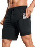 CRZ YOGA Mens 2 in 1 Running Shorts 7ft - Lined Quick Dry Lightweight