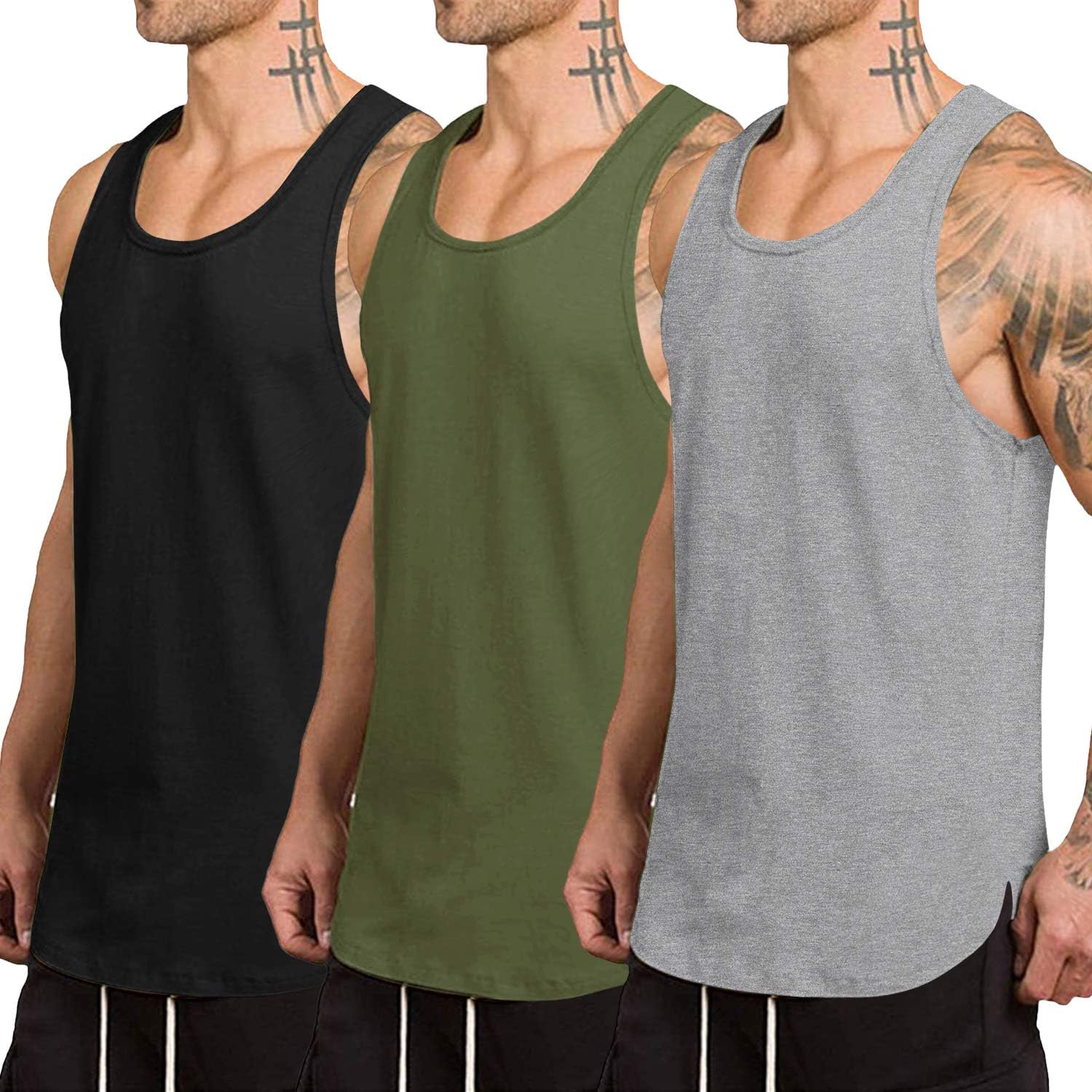 COOFANDY Men's Quick Dry Workout Tank Top 3 Pack for Fitness