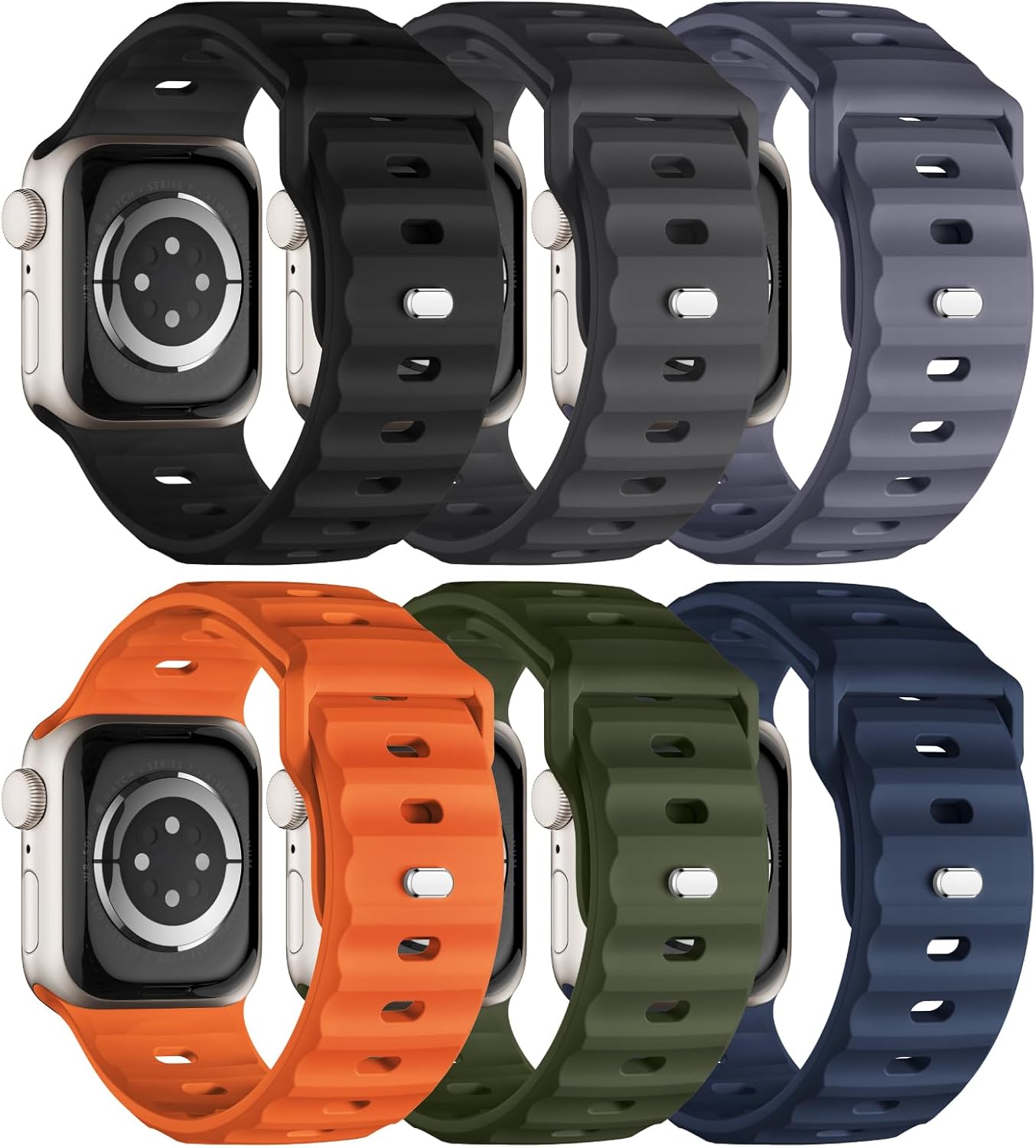 Ultra Wide Waterproof Sport Bands 6-Pack for Apple Watch - Adorique