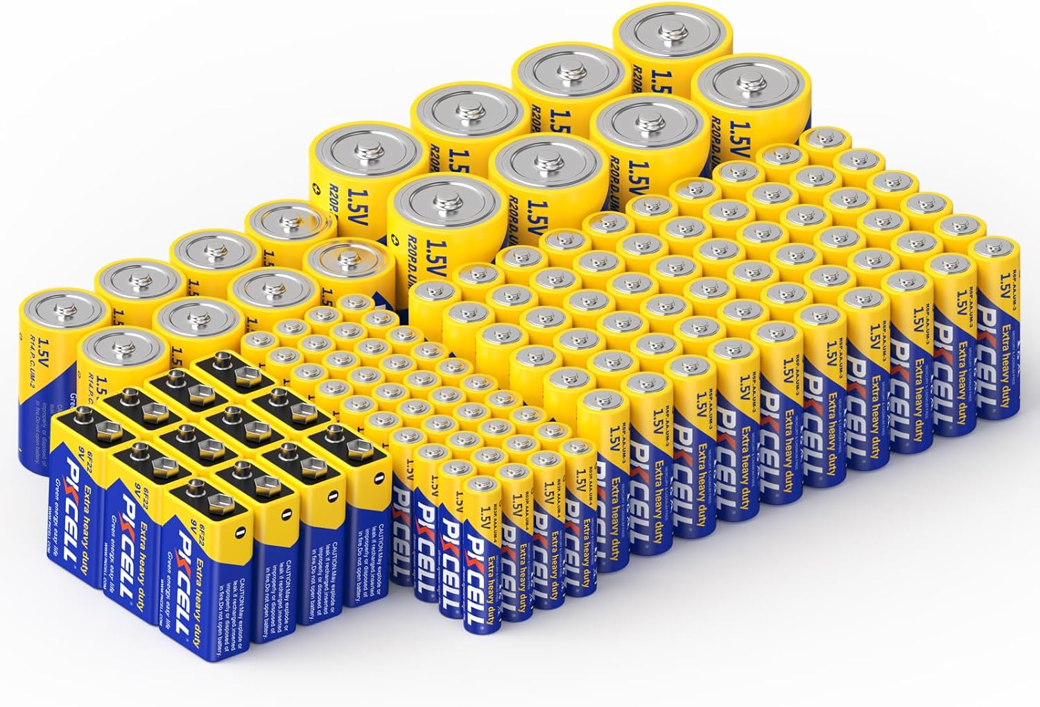 PKCELL 128 Counts Battery Combo Pack for Household Needs
