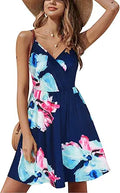 STYLEWORD Womens' V Neck Floral Spaghetti Strap Sundress - Casual