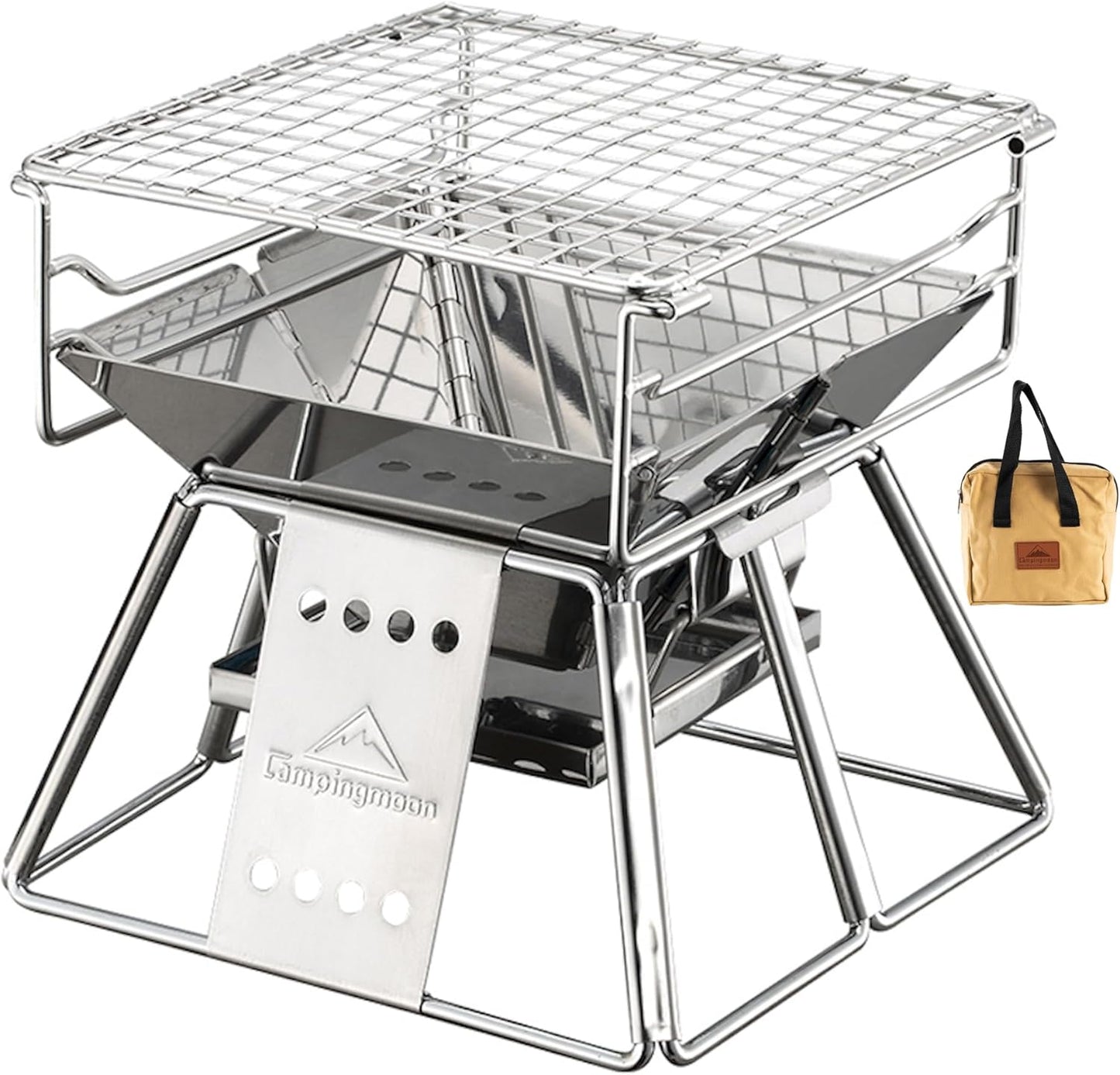 CAMPINGMOON Small Portable Tabletop Charcoal Grill for BBQ