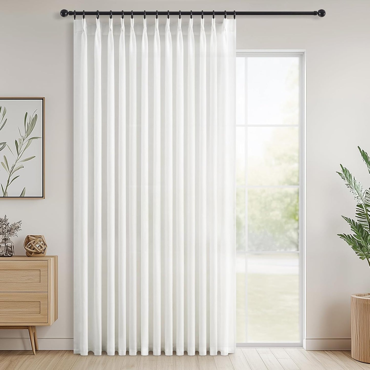 96 Inch Pinch Pleated Semi Sheer Curtains for Elegant Spaces