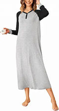 Ekouaer Nightgown Long Sleeve V Neck Full Length Nightshirt Other