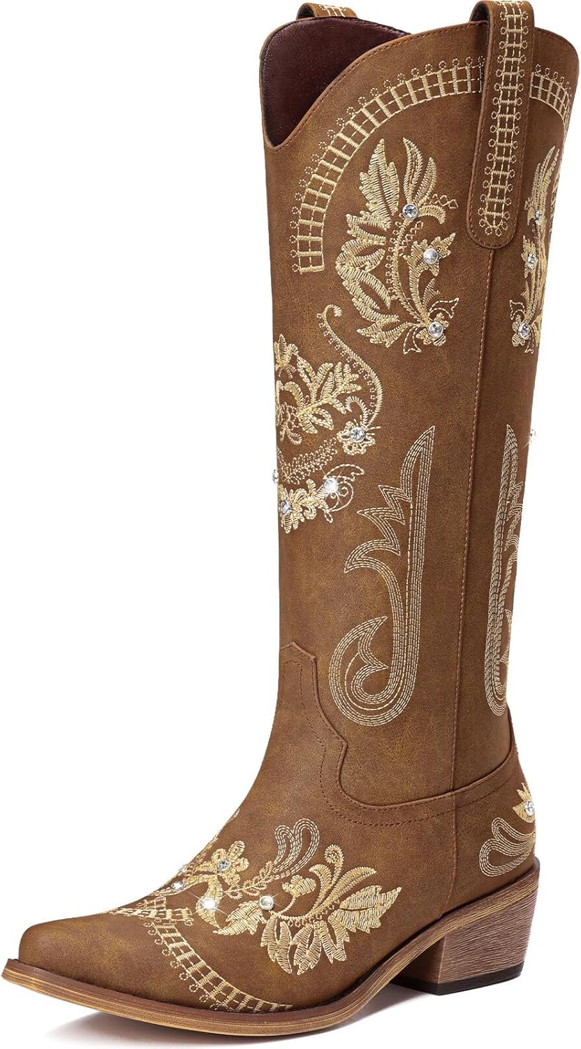 Stylish Cowboy Boots for Women - Wide Calf Knee High Design