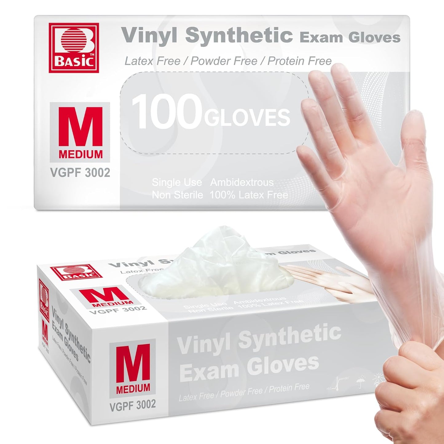 Supmedic Medium Vinyl Gloves 100Pcs - Safe & Disposable