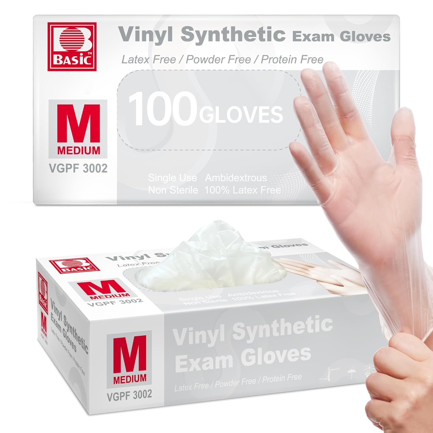 Supmedic Medium Vinyl Gloves 100Pcs - Safe & Disposable