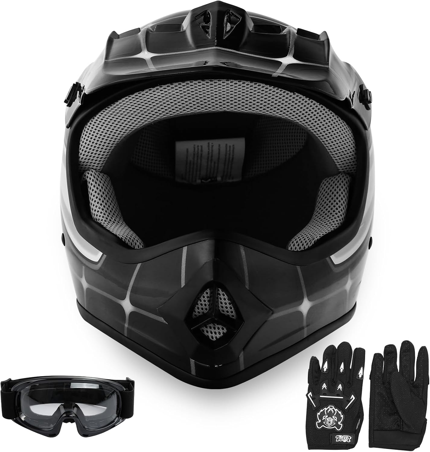 SLMOTO Youth Motocross Offroad Helmet with Goggles and Gloves