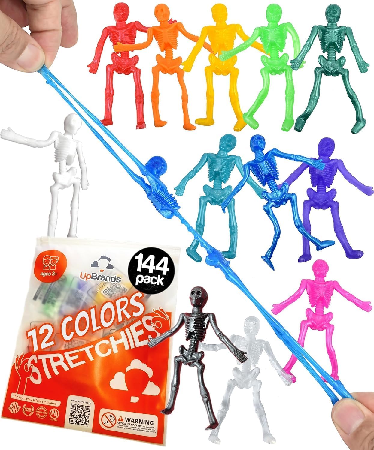 144 Halloween Party Favors for Kids - Spooky Stretchy Skeletons