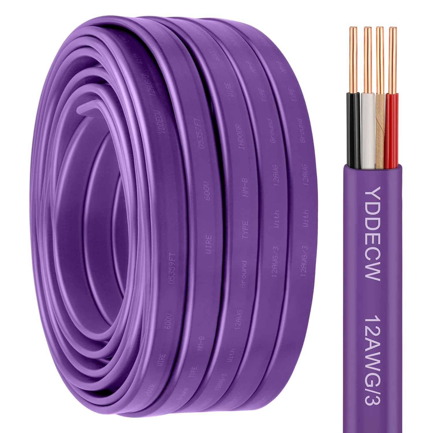 12/3 NM-B Wire with Ground - 75FT 12 Gauge Copper Cable