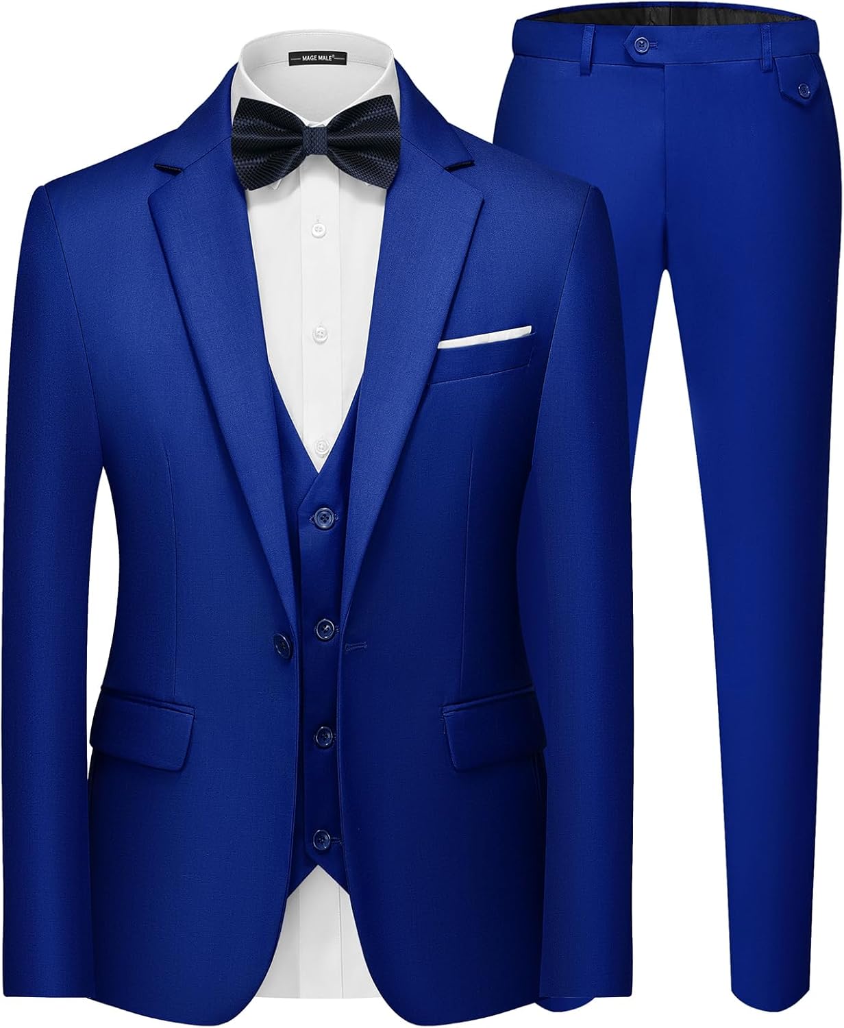 MAGE MALE Men's 3 Pieces Suit Elegant Solid Slim Fit Set