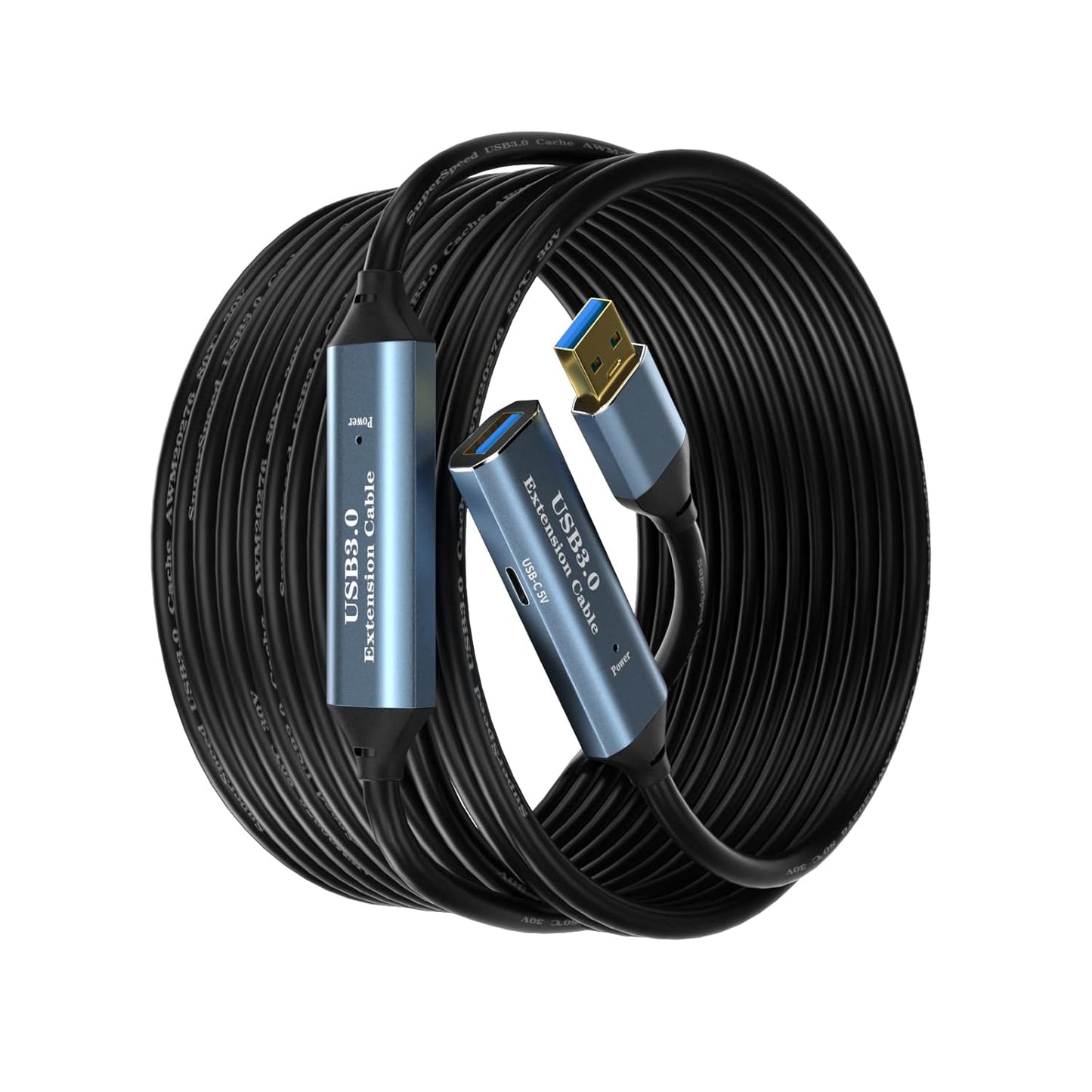 USB 3.0 Extension Cable 65FT with Signal Booster and USB-C Port
