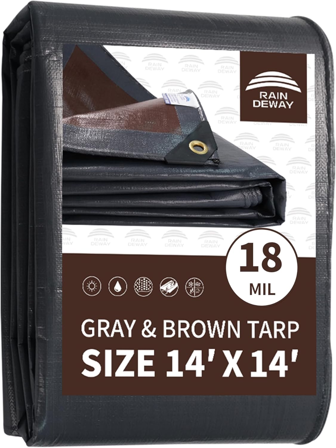 RAINDEWAY 14x14 Feet Super Heavy Duty Tarp for All Weather Needs