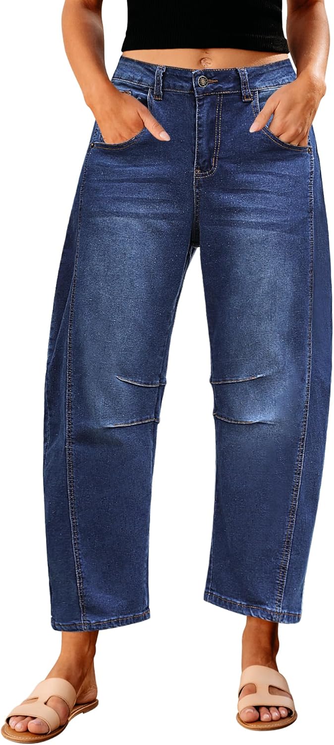Trendy High Waisted Wide Leg Barrel Jeans for Women