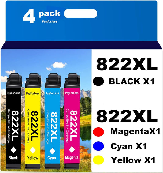 Print More, Spend Less with 822XL Ink 4 Pack by PayForLess