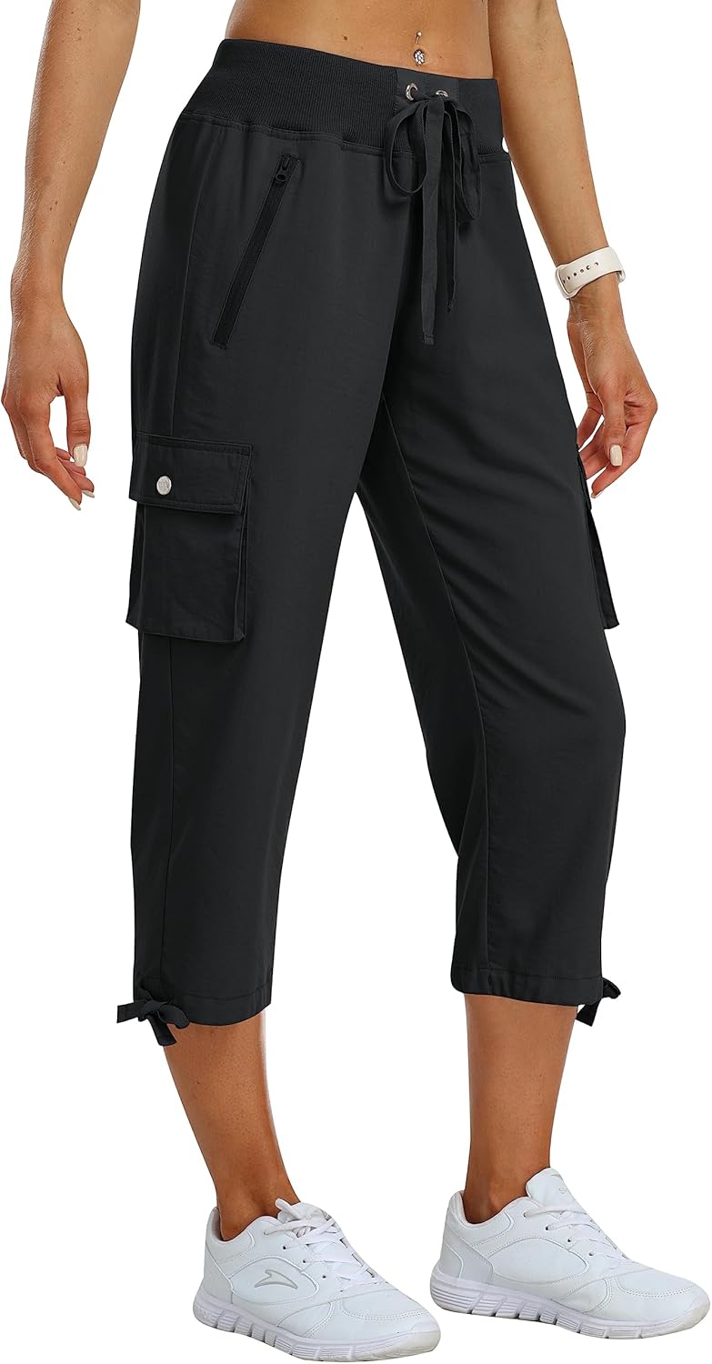 MoFiz Women's Cargo Capris Pants for Casual Hiking and Travel