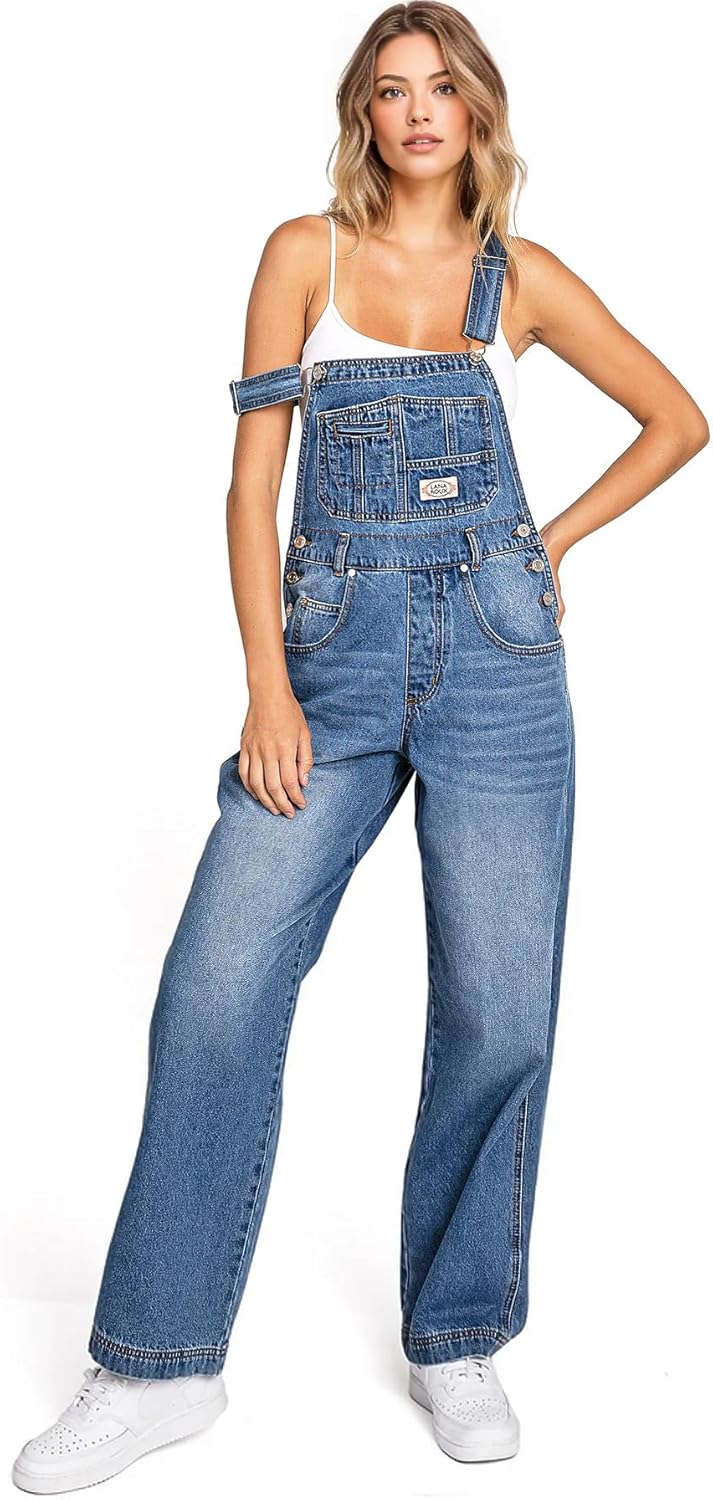 90s Retro Dungaree Utility Soft Denim Jumpsuit for Comfort