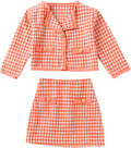 Girl's 2 Piece Houndstooth Tweed Jacket and Skirt Set - Tea Party