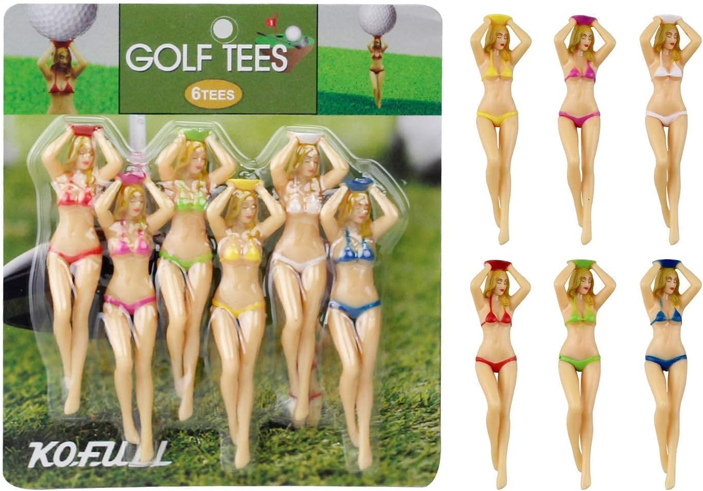6 Pcs White Elephant Golfer Fun Tees