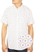 Mens Short Sleeve Button Down Novelty Print Shirts - Casual Summer