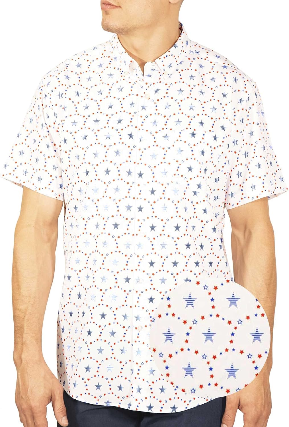 Mens Short Sleeve Button Down Novelty Print Shirts for Summer