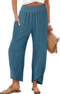 Women's Summer High Waisted Baggy Wide Leg Linen Pants - Cool Casual