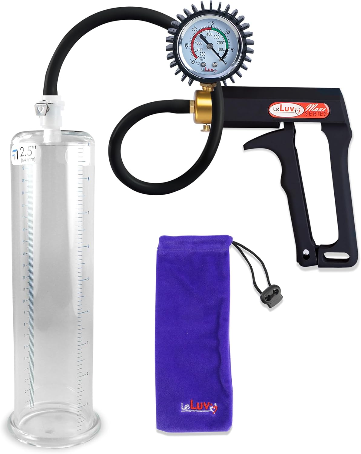LeLuv Black Maxi Penis Pump with Premium Silicone Hose Kit