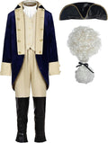 Boys Washington Colonial Costume with Wig and Tricorn Hat