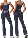 Womens Workout Sets 2 Piece Gym Yoga Outfits - Flare Leggings & Crop