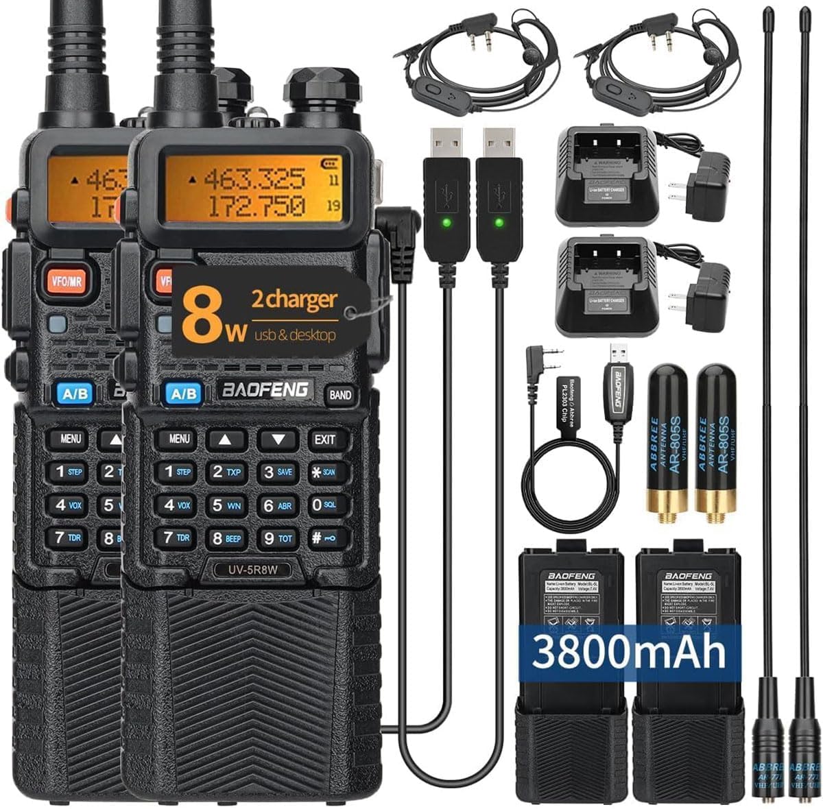 Long Range 8W BAOFENG UV-5R Ham Radio Kit