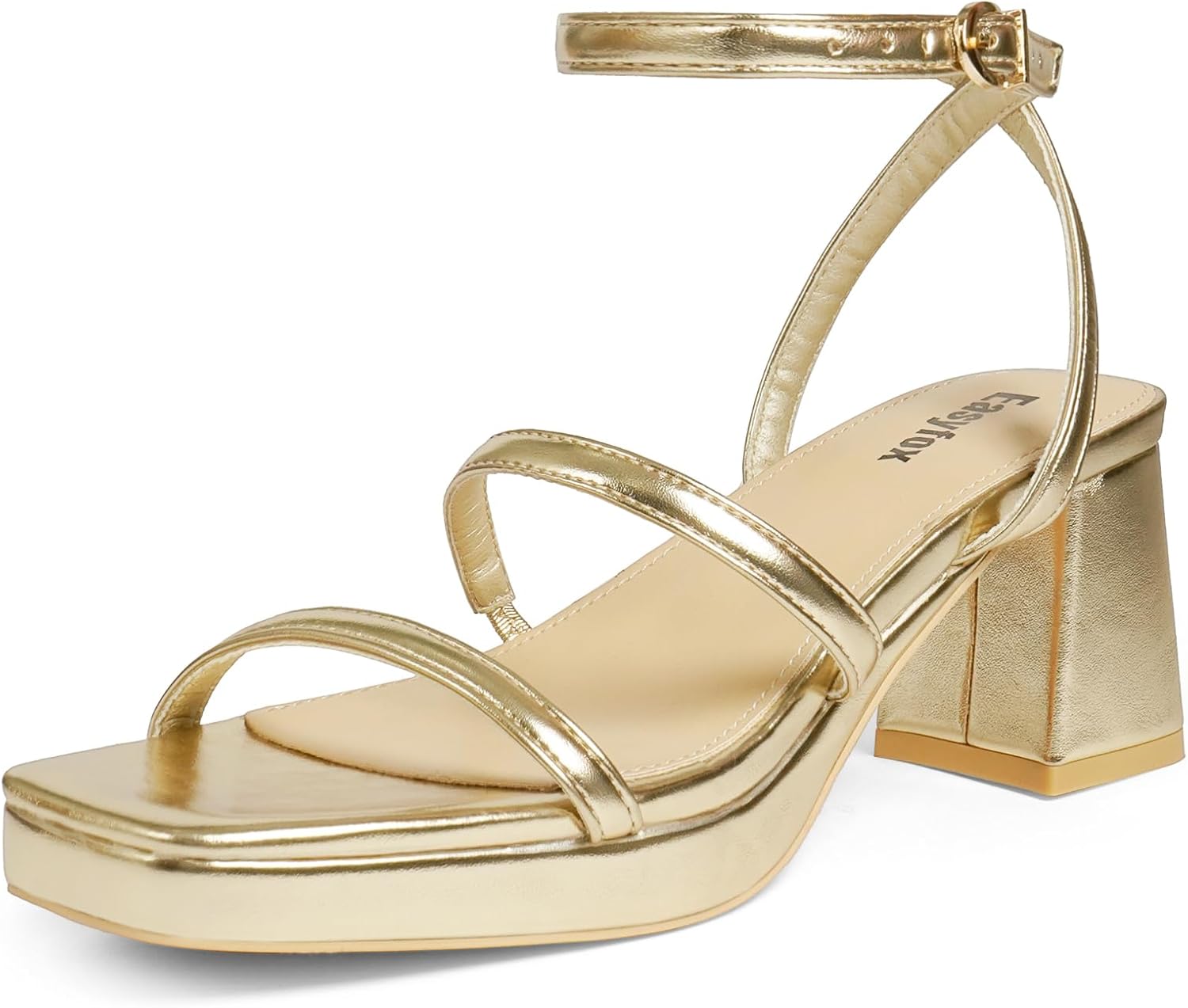 Platform Sandals for Women with Chunky Heels and Two Straps