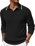 COOFANDY Mens Knit Polo Shirts Long Sleeve Casual Sweater