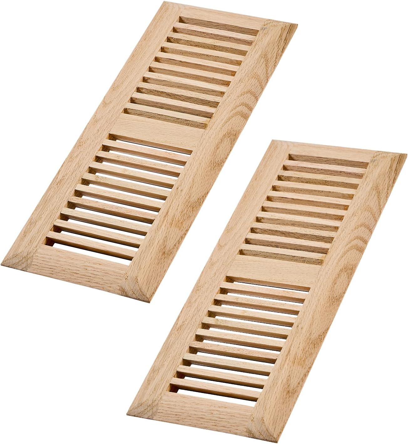 2 Pcs Pack Hardwood Red Oak Floor Register with Damper 4x12 in