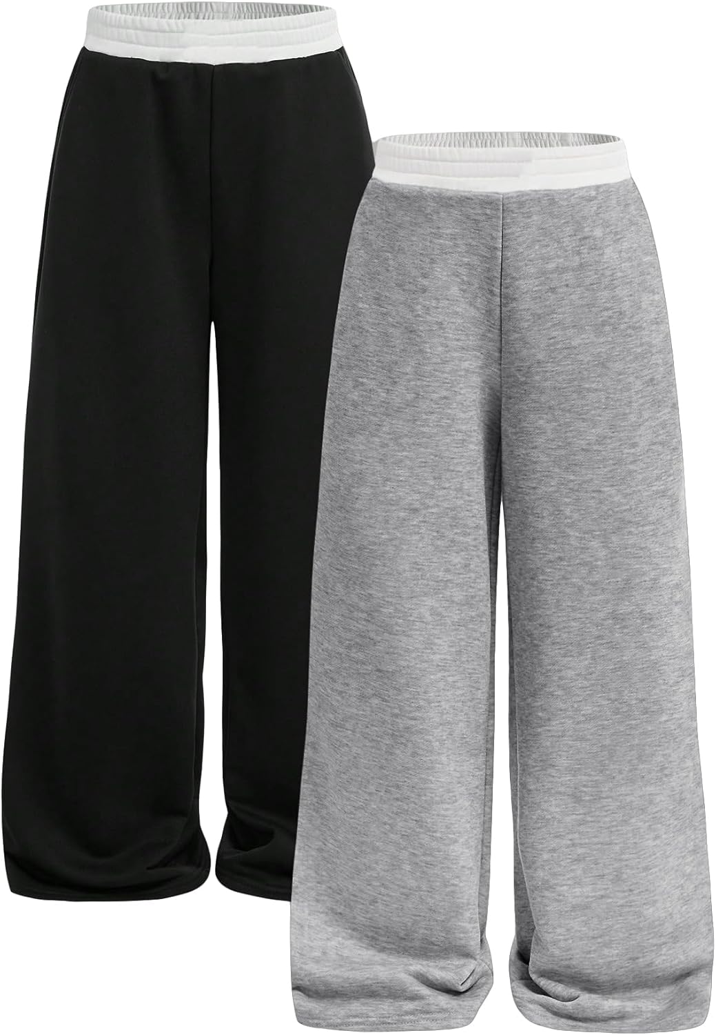 Girl's Wide Leg Sweatpants with Elastic Waist for Trendy Style