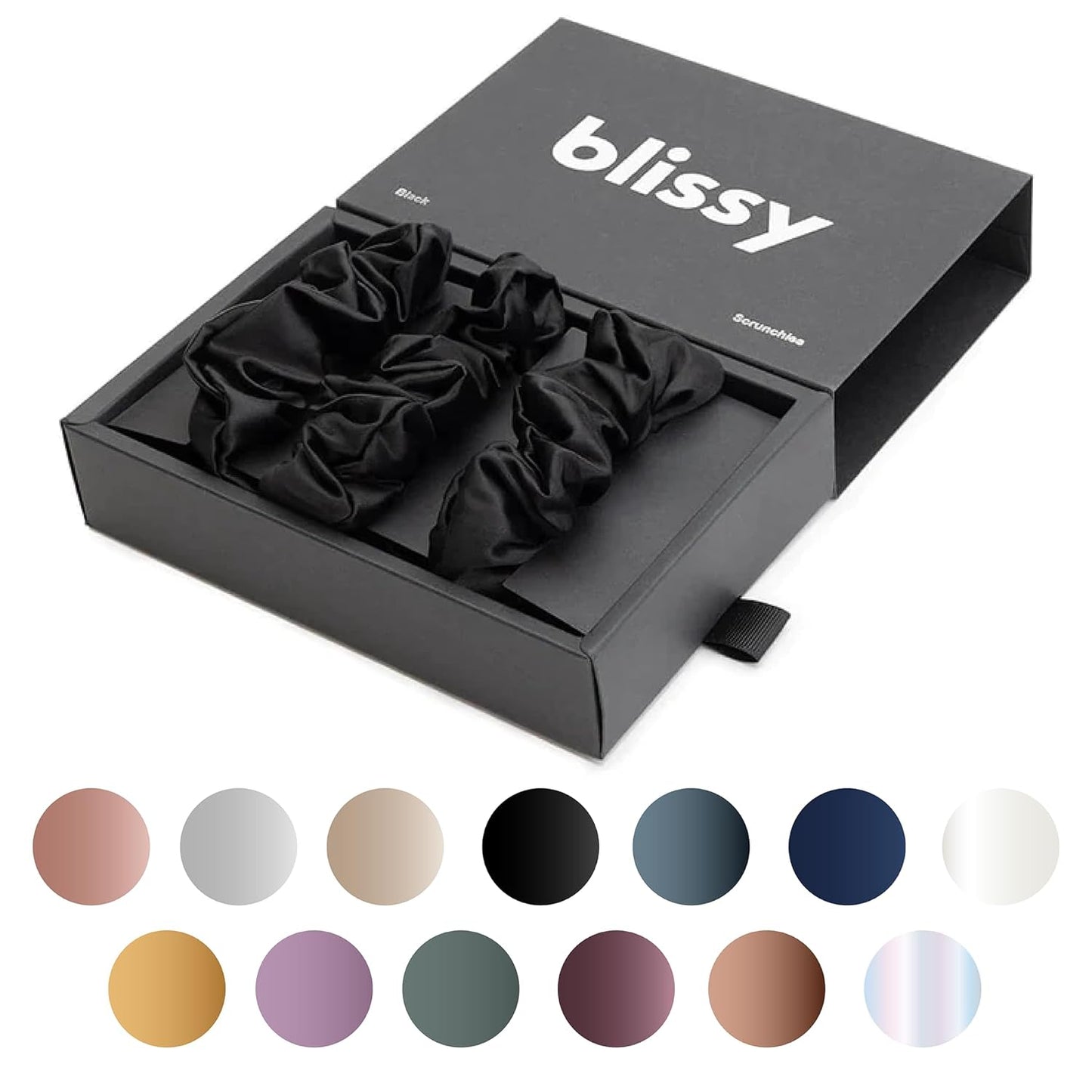 Blissy Silk Scrunchies 3 Pack - 100% Pure Mulberry Silk Hair Ties