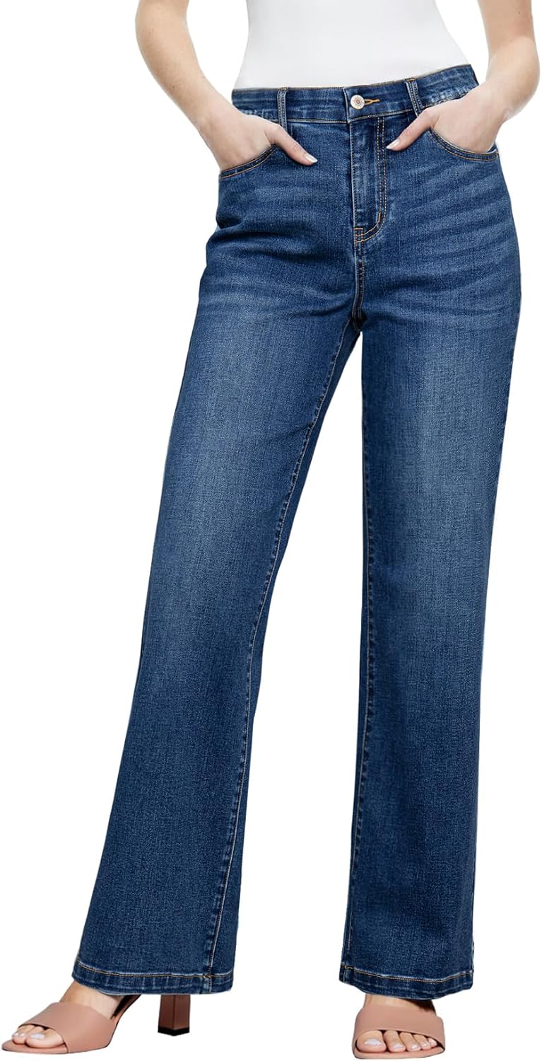 Wide Leg Jeans for Women with High Waist and Tummy Control